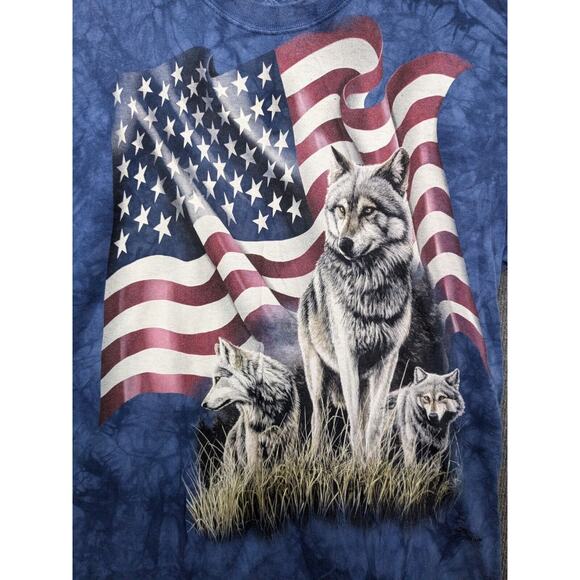 The Mountain Wolf USA Flag T-Shirt Mens Large Tie-dye Graphic Print Pullover Tee - Picture 2 of 10